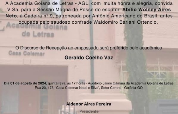 Academia Goiana de Letras empossa Abílio Wolney Neto