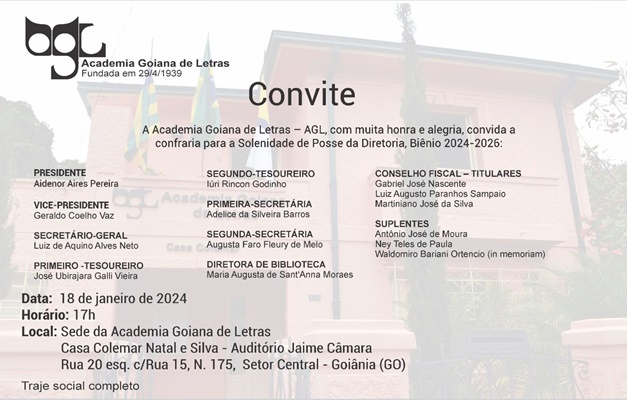 Academia Goiana de Letras empossa nova diretoria