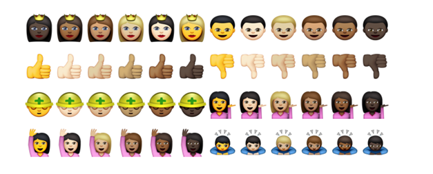 Apple oferece emojis com vários tons de pele e pais do mesmo sexo