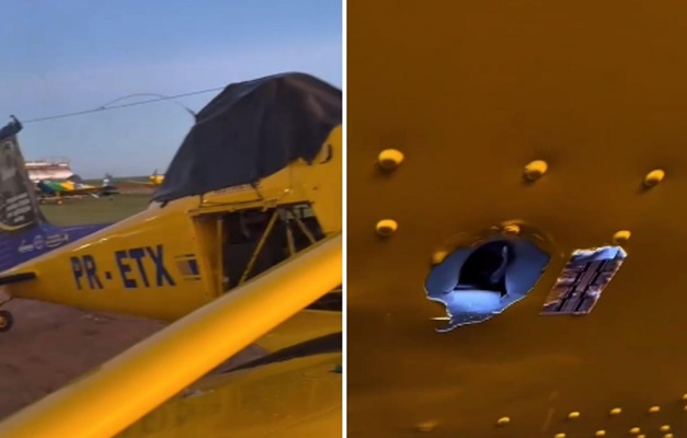 Avião agrícola é atingido por tiro durante voo na zona rural de Gouvelândia