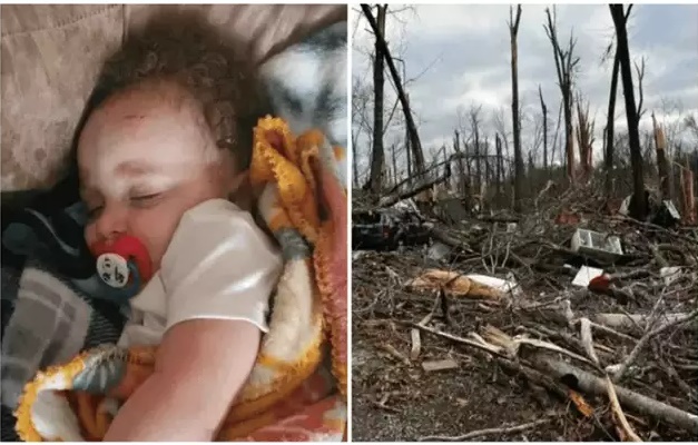 Bebê sobrevive a tornado e é encontrado em cima de árvore após ser lançado para fora de casa