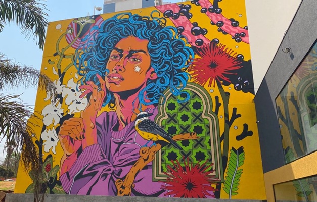 Bicicleta Sem Freio faz painel de 140 metros no Jardim Goiás, em Goiânia