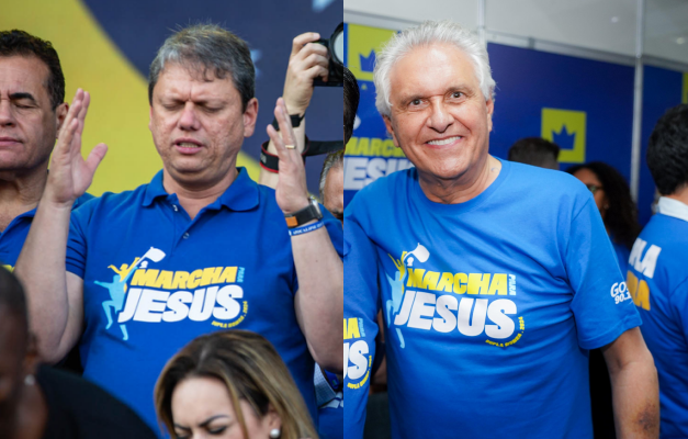 Caiado e Tarcísio adotam script religioso na Marcha para Jesus