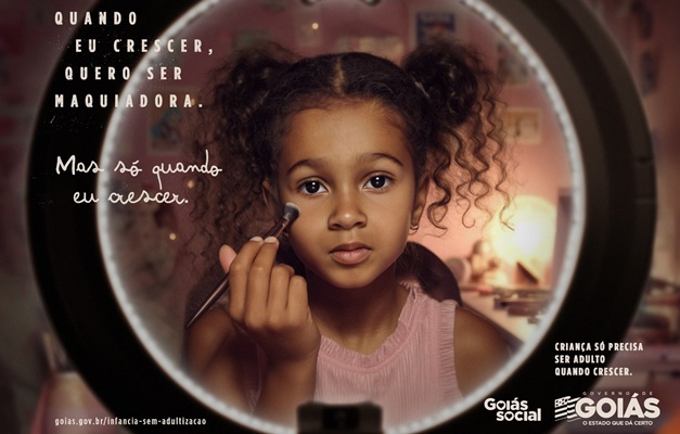Campanha do Governo de Goiás alerta sobre adultização de crianças