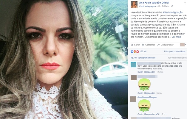 Cantora Ana Paula Valadão critica campanha da C&A e vira alvo nas redes