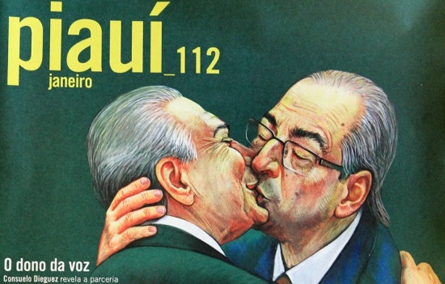 Capa da 'Piauí' de janeiro mostra beijo entre Temer e Cunha