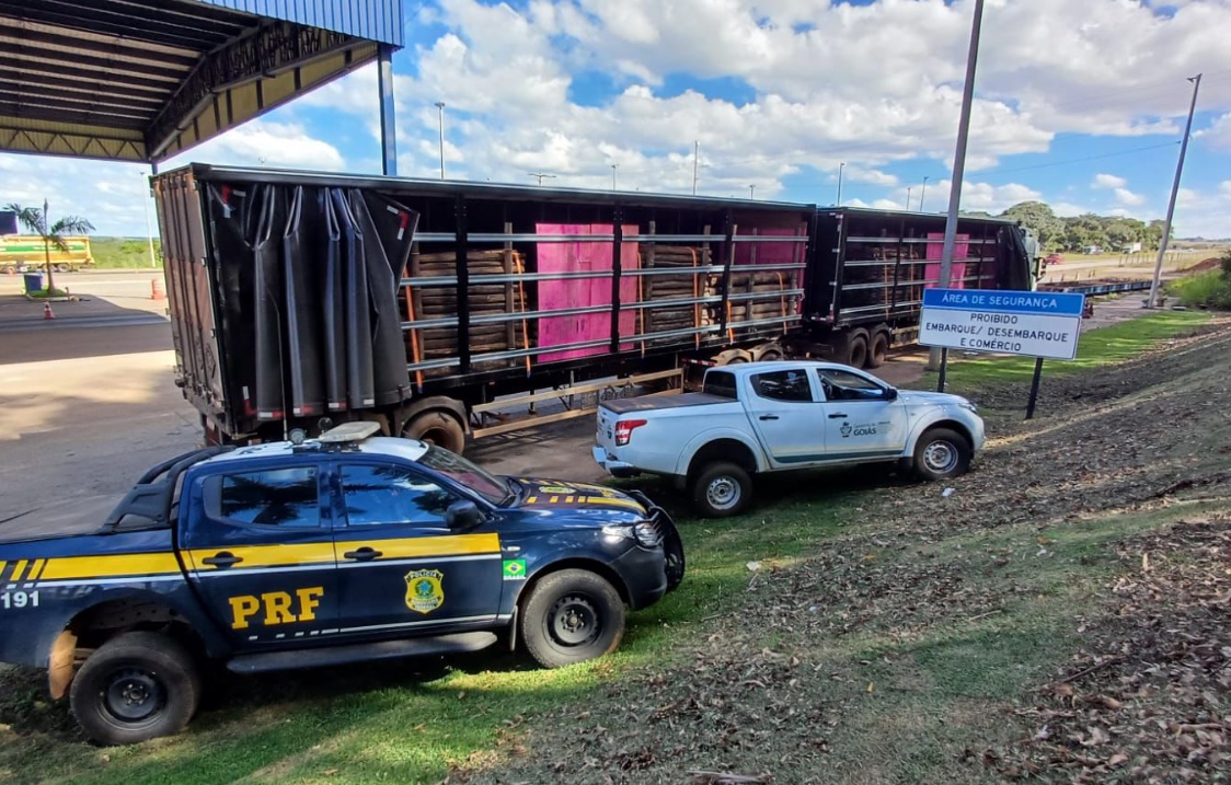 Carga de madeira irregular é interceptada pela PRF em Anápolis
