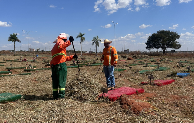 Comurg remove 190 toneladas de resíduos de mato em 4 cemitérios de Goiânia