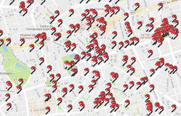 Confira um mapa com PokéStops e ginásios disponíveis em Goiânia 