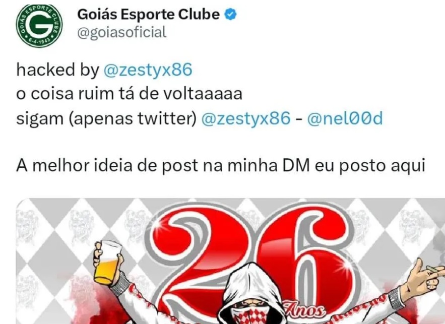 Contas do Goiás Esporte Clube em duas redes sociais são hackeadas