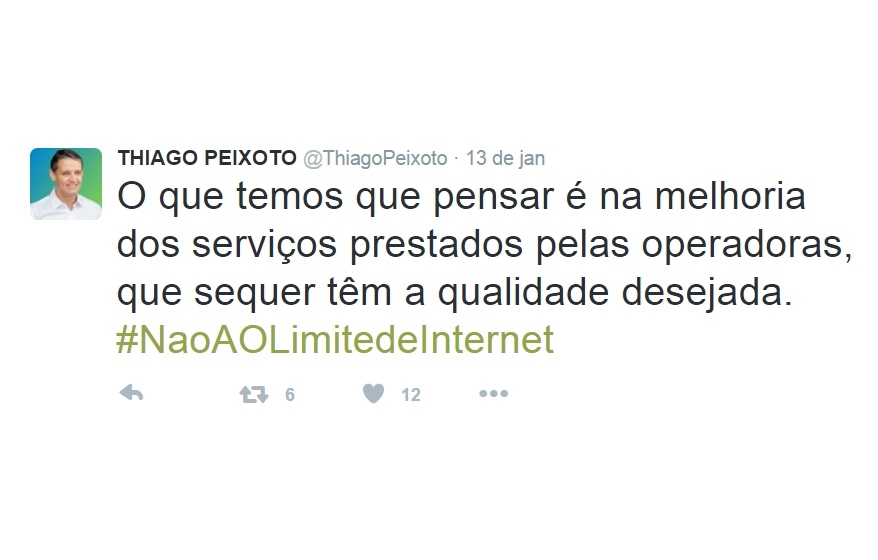 Contra Kassab, Thiago Peixoto se posiciona contra limite da internet