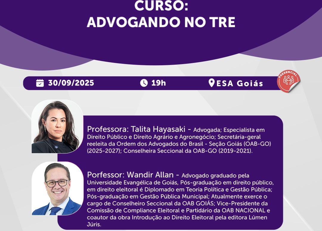Curso na ESA/GO aborda prática da advocacia no TRE