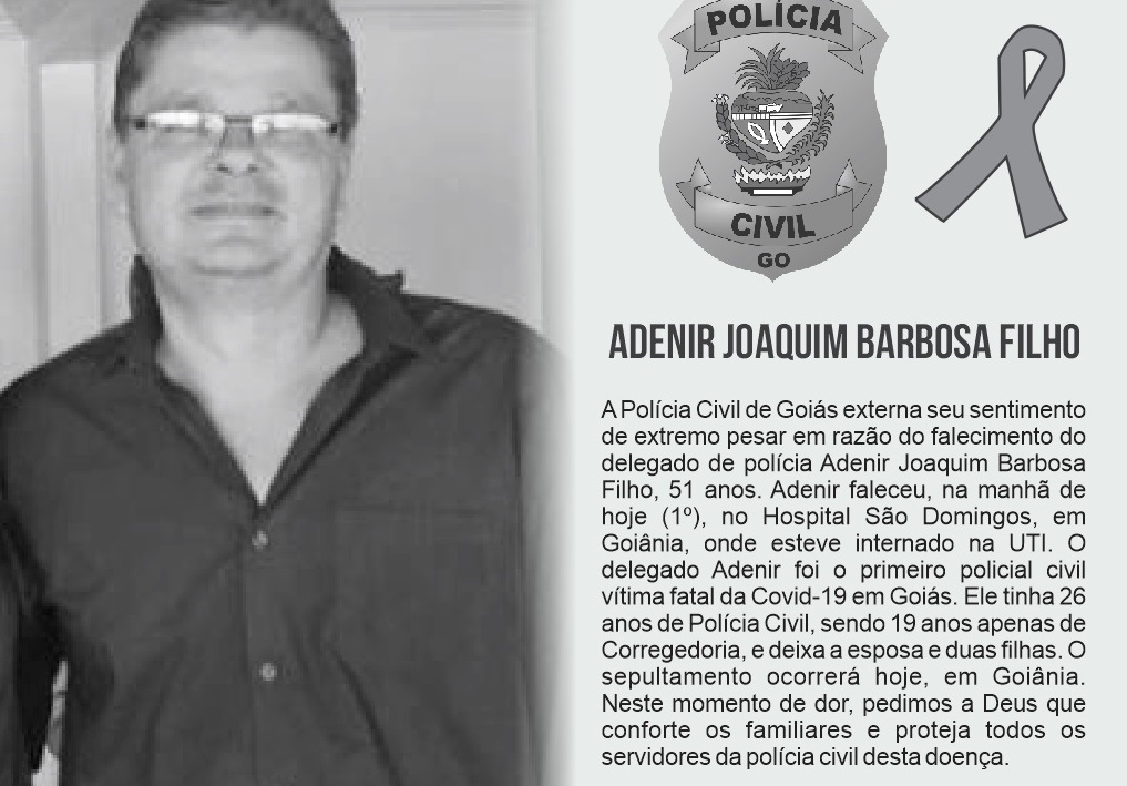 Delegado da Polícia Civil de Goiás morre vítima da covid-19