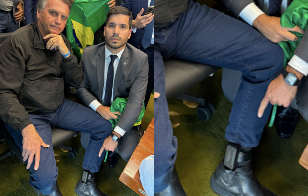 Deputado André Fernandes publica foto de Bolsonaro com tornozeleira