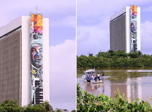 Eduardo Kobra faz mural em homenagem a Gonzagão e ao Recife