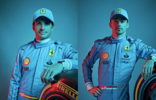 Ferrari revela trajes azuis especiais para o GP de Miami de Fórmula 1