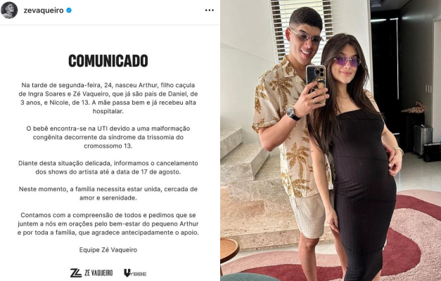Filho de Zé Vaqueiro é internado na UTI após nascer com malformação congênita