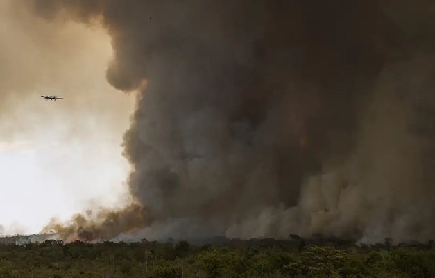 Fogo avança e queima 700 hectares do Parque Nacional de Brasília