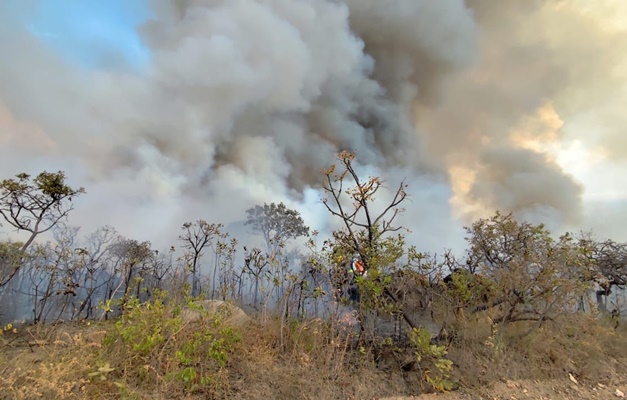 Fogo é controlado no Parque Estadual dos Pireneus