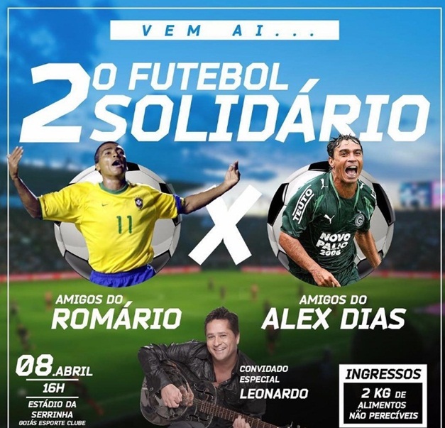 Futebol Solidário reunirá jogadores, políticos e cantores em Goiânia
