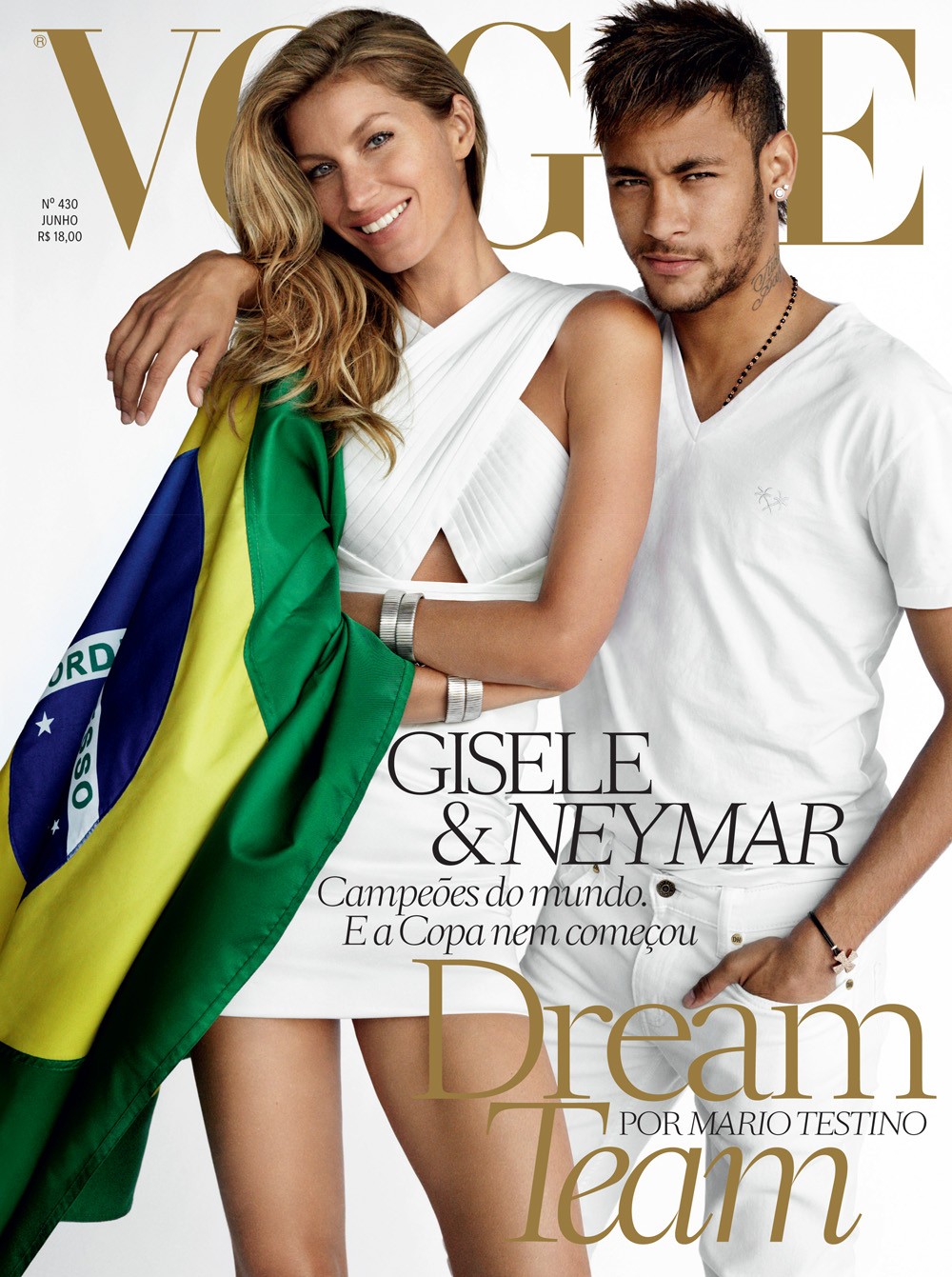 Gisele Bündchen e Neymar estão na capa da Vogue Brasil de junho