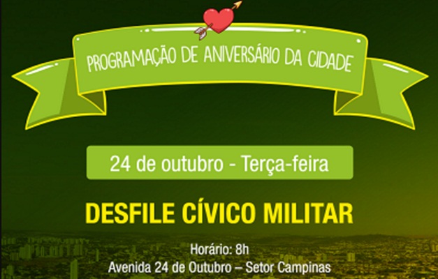 Goiânia celebra 84 anos com desfile cívico-militar nesta terça-feira (24)