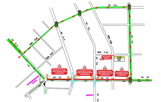 Goiânia: trecho da Avenida T-7 será interditado a partir deste sábado (8/8)