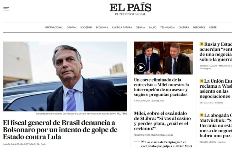 Imprensa internacional repercute denúncia contra Bolsonaro por tentativa de golpe