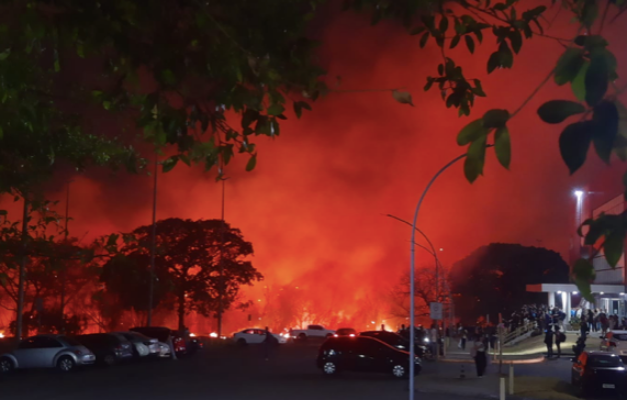 Incêndio às margens da BR-153 assusta moradores de Goiânia