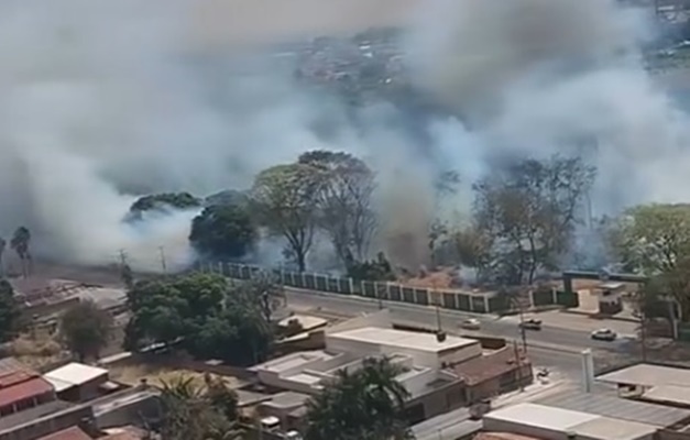 Incêndio atinge área de preservação no CT do Goiás em Goiânia