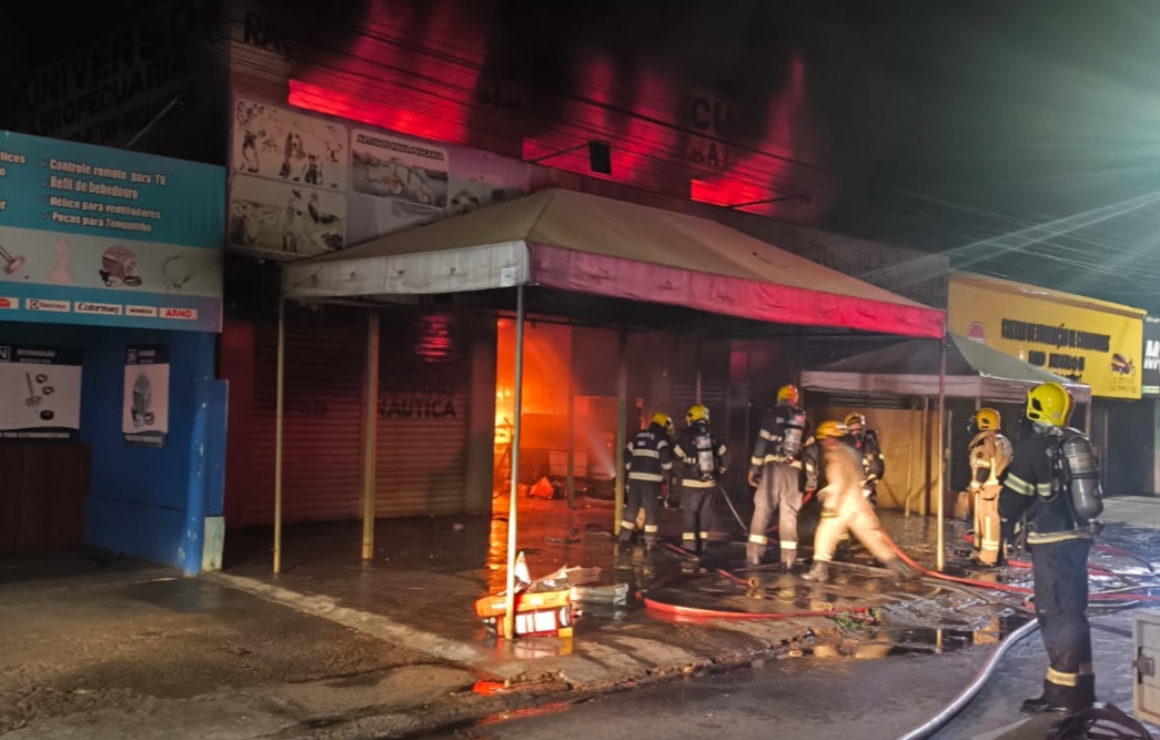 Incêndio de grandes proporções destrói loja agropecuária em Trindade