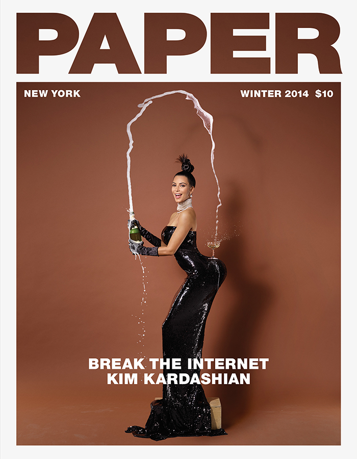 Kim Kardashian posa nua para capa da revista Paper