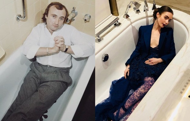 Lily Collins homenageia Phil Collins em aniversário e fãs reagem: É seu pai?
