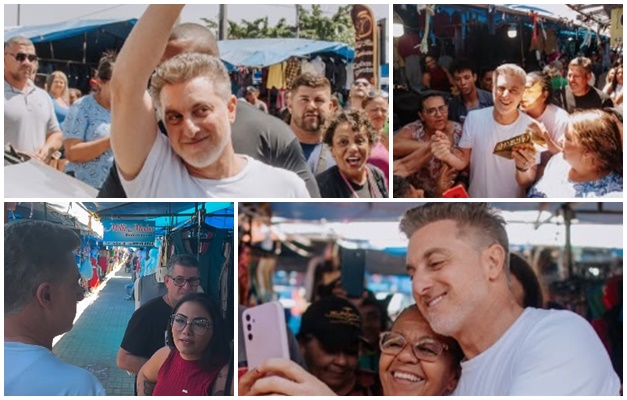 Luciano Huck agita Região da 44 durante gravação de quadro do Domingão