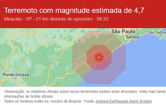 Moradores relatam tremor de terra no litoral e interior de São Paulo