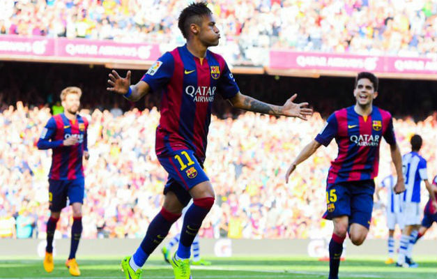 Neymar faz dois, trio funciona de novo e Barcelona goleia a Real Sociedad