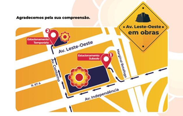 Obras da Leste-Oeste mudam estacionamento do Mega Moda Park, em Goiânia