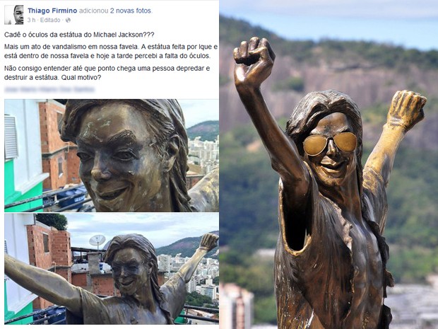Óculos de estátua de Michael Jackson são furtados no Morro Dona Marta