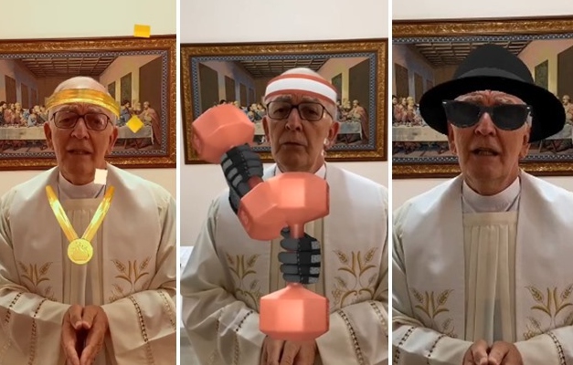Padre faz live de oração pelo Facebook e vira meme ao usar filtros 