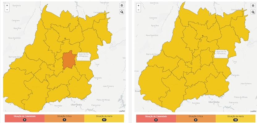 Pela 1ª vez, Mapa de Risco só tem regiões na situação de alerta em Goiás