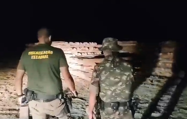 Polícia apreende grande carregamento de madeira ilegal em Iaciara