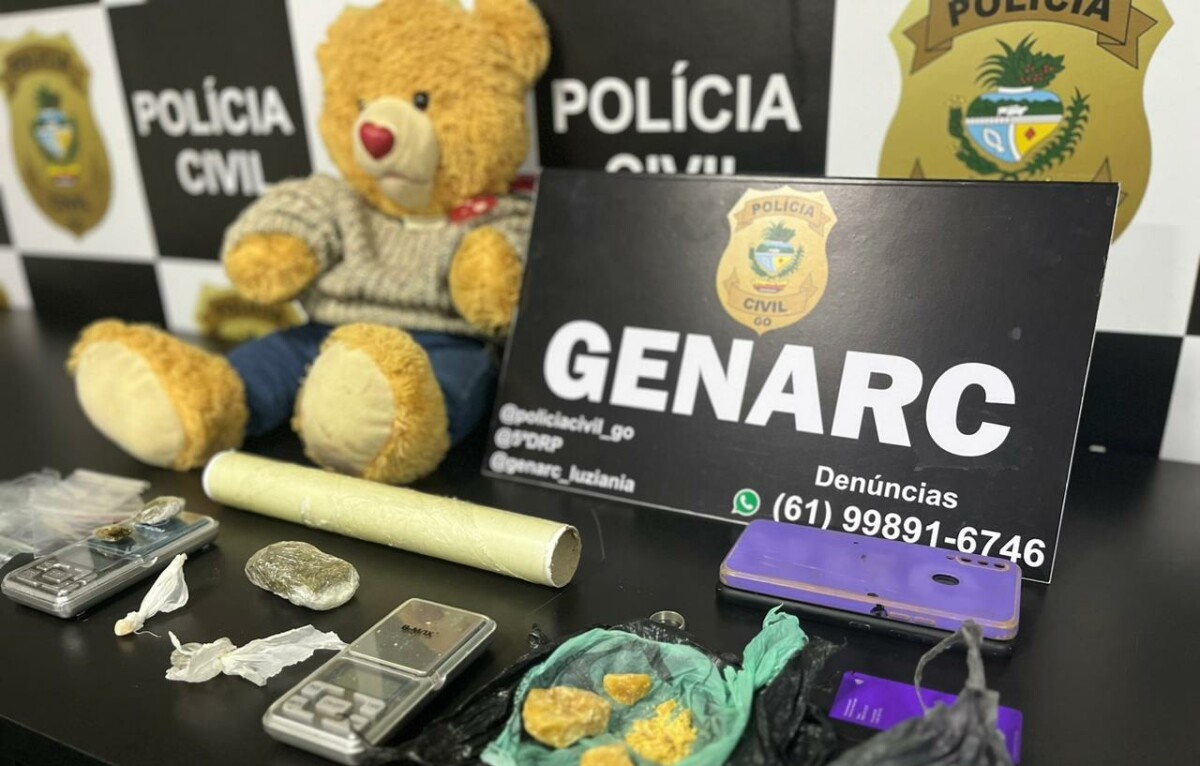 Polícia encontra drogas em urso de pelúcia próximo a crianças em Luziânia