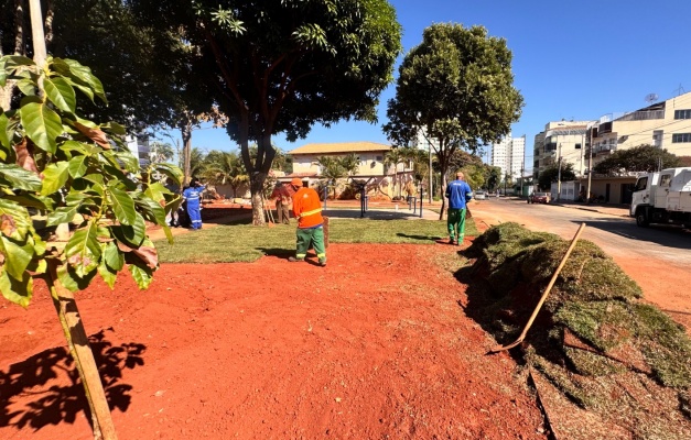 Praça da Rua C-130 recebe academia e paisagismo em Goiânia