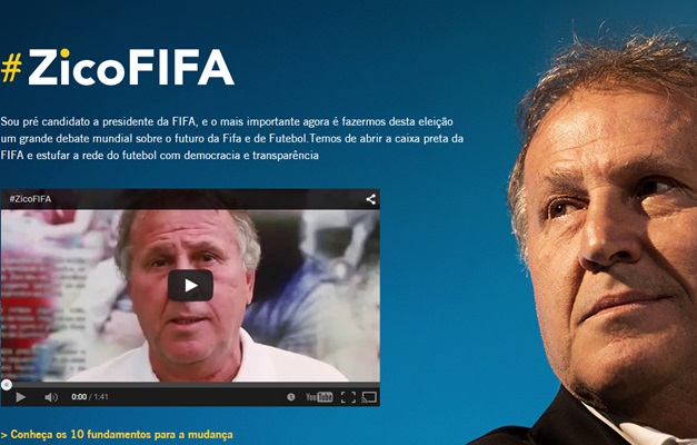 Pré-candidato à presidência da Fifa, Zico lança site voltado para campanha