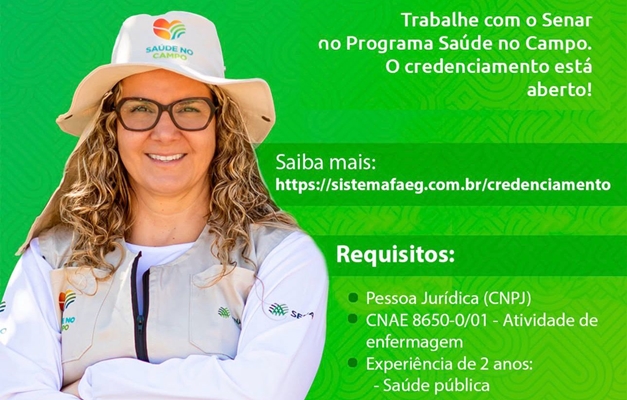 Programa do Senar Goiás oferece pagamento de até R$ 12 mil para enfermeiros