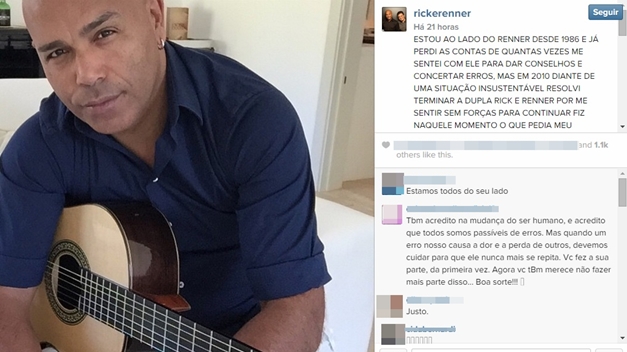 Rick anuncia fim de dupla com Renner: "Estou sem forças para continuar"