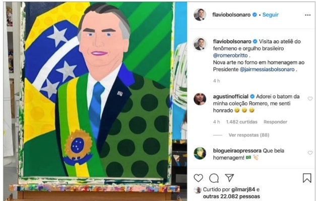 Romero Britto pinta quadro para homenagear Bolsonaro