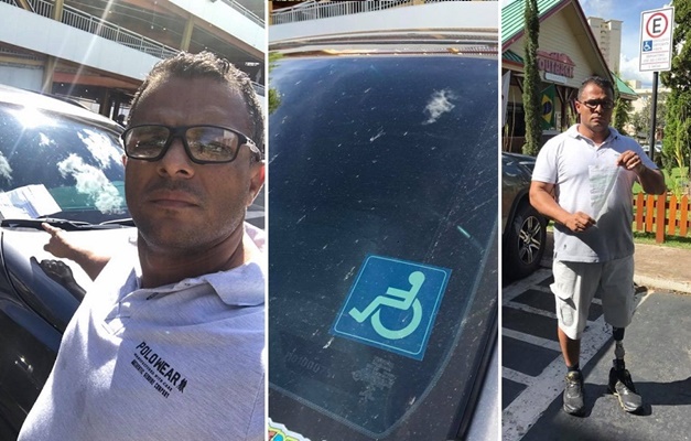 Sem cartão de PNE, carro de homem deficiente é multado em vaga exclusiva