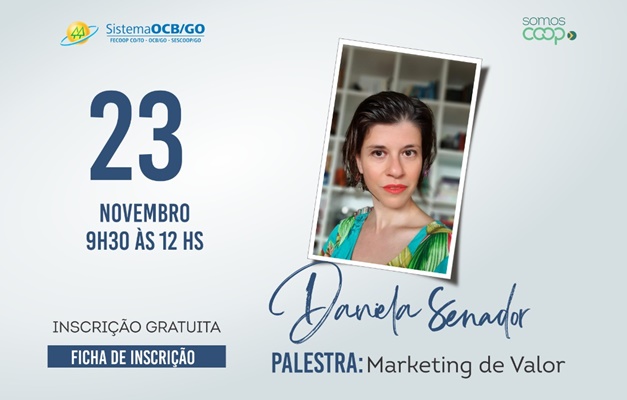 Sistema OCB/GO promove palestra sobre marketing de valores na segunda (23)