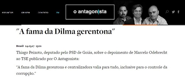 Thiago Peixoto diz que "Dilma era gerentona até da corrupção"